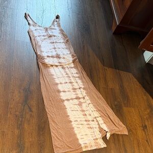 Venus Brown and Cream Tie-Dye Maxi Dress Medium